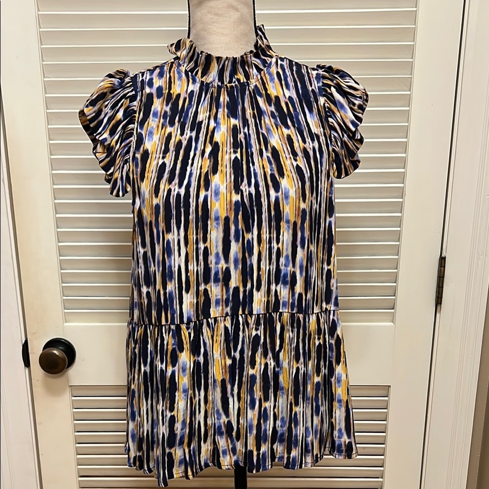 Corey Lynn Calter Aurora Colorful Watercolor
Drizzle Stripe Top, Size Small, EUC